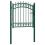 Puerta de valla con picos acero verde 100x100 cm