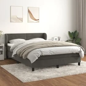 Box spring bed with dark gray velvet mattress 160x200 cm by , Beds and slatted bases - Ref: Foro24-3127560, Price: 483,53 €, ...