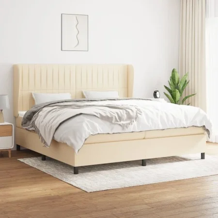 Box spring bed with cream fabric mattress 200x200 cm by , Beds and slatted bases - Ref: Foro24-3128154, Price: 636,59 €, Disc...