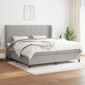 Box spring bed with light gray fabric mattress 200x200 cm by , Beds and slatted bases - Ref: Foro24-3128149, Price: 690,78 €,...