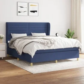 Box spring bed with blue fabric mattress 160x200 cm by , Beds and slatted bases - Ref: Foro24-3128619, Price: 554,56 €, Disco...