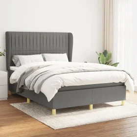Box spring bed with dark gray fabric mattress 140x190 cm by , Beds and slatted bases - Ref: Foro24-3128678, Price: 537,80 €, ...