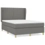 Box spring bed with dark gray fabric mattress 140x190 cm by , Beds and slatted bases - Ref: Foro24-3128678, Price: 537,80 €, ...