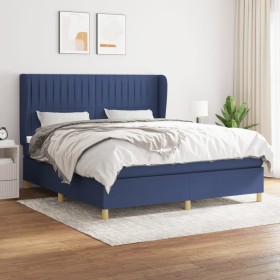Box spring bed with blue fabric mattress 160x200 cm by , Beds and slatted bases - Ref: Foro24-3128699, Price: 578,33 €, Disco...