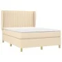Box spring bed with cream fabric mattress 140x200 cm by , Beds and slatted bases - Ref: Foro24-3128690, Price: 548,51 €, Disc...