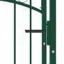 Puerta de valla con picos acero verde 100x100 cm