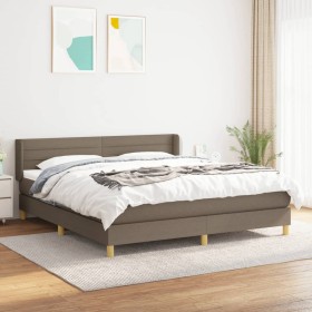 Box spring bed with taupe gray fabric mattress 160x200 cm by , Beds and slatted bases - Ref: Foro24-3130365, Price: 529,25 €,...