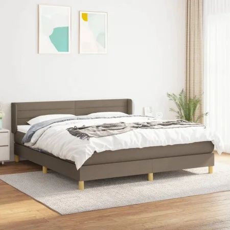 Box spring bed with taupe gray fabric mattress 160x200 cm by , Beds and slatted bases - Ref: Foro24-3130365, Price: 517,88 €,...