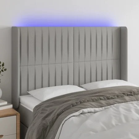 Cabecero con LED de tela gris claro 147x16x118/128 cm de , Cabeceros y pies de cama - Ref: Foro24-3124284, Precio: 129,80 €, ...