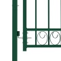 Puerta de valla con picos acero verde 100x100 cm