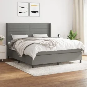 Box spring bed with dark gray fabric mattress 160x200 cm by , Beds and slatted bases - Ref: Foro24-3131522, Price: 568,82 €, ...