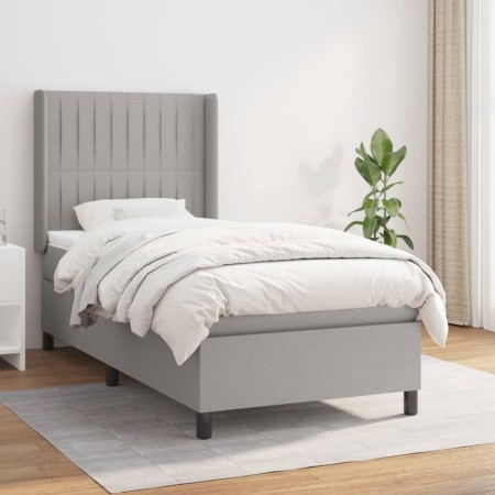 Cama box spring con colchón tela gris claro 100x200 cm de , Camas y somieres - Ref: Foro24-3131569, Precio: 347,73 €, Descuen...