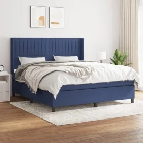 Box spring bed with blue fabric mattress 160x200 cm by , Beds and slatted bases - Ref: Foro24-3131607, Price: 553,26 €, Disco...