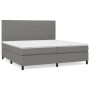 Cama box spring con colchón tela gris oscuro 200x200 cm