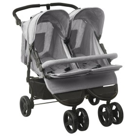 Doppelwagen aus hellgrauem Stahl von vidaXL, Kinderwagen - Ref: Foro24-10241, Preis: 213,93 €, Rabatt: %
