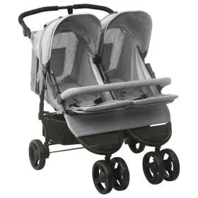 Light gray steel twin stroller by vidaXL, Baby strollers - Ref: Foro24-10241, Price: 260,32 €, Discount: %
