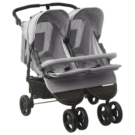 Light gray steel twin stroller by vidaXL, Baby strollers - Ref: Foro24-10241, Price: 197,77 €, Discount: %