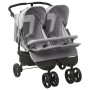 Light gray steel twin stroller by vidaXL, Baby strollers - Ref: Foro24-10241, Price: 197,77 €, Discount: %