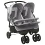 Light gray steel twin stroller by vidaXL, Baby strollers - Ref: Foro24-10241, Price: 240,29 €, Discount: %