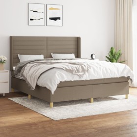 Box spring bed with taupe gray fabric mattress 160x200 cm by , Beds and slatted bases - Ref: Foro24-3132085, Price: 619,98 €,...