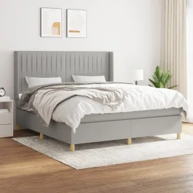 Box spring bed with light gray fabric mattress 160x200 cm by , Beds and slatted bases - Ref: Foro24-3132161, Price: 546,69 €,...