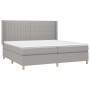 Cama box spring con colchón tela gris claro 200x200 cm