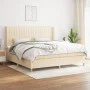 Box spring bed with cream fabric mattress 200x200 cm by , Beds and slatted bases - Ref: Foro24-3132182, Price: 662,16 €, Disc...