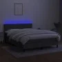 Box spring bed mattress and LED lights dark gray fabric 140x200 cm by , Beds and slatted bases - Ref: Foro24-3133318, Price: ...
