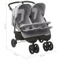 Light gray steel twin stroller by vidaXL, Baby strollers - Ref: Foro24-10241, Price: 197,77 €, Discount: %