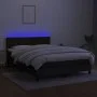 Box spring bed mattress and LED lights black fabric 140x190 cm by , Beds and slatted bases - Ref: Foro24-3133311, Price: 414,...