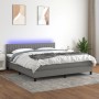 Cama box spring colchón y luces LED tela gris oscuro 160x200 cm de , Camas y somieres - Ref: Foro24-3133326, Precio: 516,23 €...