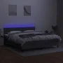 Box spring bed mattress and LED lights dark gray fabric 160x200 cm by , Beds and slatted bases - Ref: Foro24-3133326, Price: ...