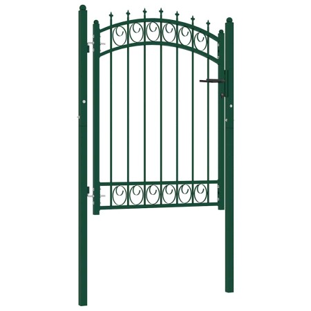 Puerta de valla con picos acero verde 100x125 cm