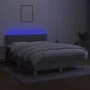 Box spring bed mattress and LED lights light gray fabric 140x190 cm by , Beds and slatted bases - Ref: Foro24-3133869, Price:...