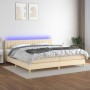 Box spring bed with mattress and LED cream fabric 200x200 cm by , Beds and slatted bases - Ref: Foro24-3133906, Price: 552,90...