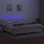 Box spring bed with mattress and LED cream fabric 200x200 cm by , Beds and slatted bases - Ref: Foro24-3133906, Price: 553,82...