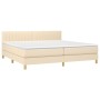Box spring bed with mattress and LED cream fabric 200x200 cm by , Beds and slatted bases - Ref: Foro24-3133906, Price: 552,90...
