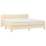 Box spring bed with mattress and LED cream fabric 200x200 cm by , Beds and slatted bases - Ref: Foro24-3133906, Price: 553,82...