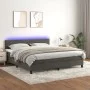 Box spring bed with mattress and LED dark gray velvet 160x200 cm by , Beds and slatted bases - Ref: Foro24-3134472, Price: 47...