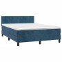Box spring bed with mattress and LED dark blue velvet 140x190 cm by , Beds and slatted bases - Ref: Foro24-3134523, Price: 41...