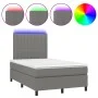 Box spring bed with mattress and LED dark gray fabric 120x200 cm by , Beds and slatted bases - Ref: Foro24-3135022, Price: 40...