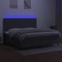 Box spring bed mattress and LED lights light gray fabric 200x200 cm by , Beds and slatted bases - Ref: Foro24-3135062, Price:...
