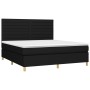 Box spring bed mattress and LED lights black fabric 160x200 cm by , Beds and slatted bases - Ref: Foro24-3135527, Price: 620,...
