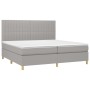 Cama box spring con colchón tela y LED gris claro 200x200 cm de , Camas y somieres - Ref: Foro24-3135621, Precio: 629,08 €, D...