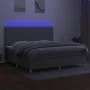 Box spring bed with fabric mattress and light gray LED 200x200 cm by , Beds and slatted bases - Ref: Foro24-3135621, Price: 6...