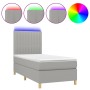 Box spring bed mattress and LED lights light gray fabric 100x200 cm by , Beds and slatted bases - Ref: Foro24-3135573, Price:...