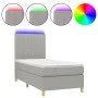 Box spring bed mattress and LED lights light gray fabric 100x200 cm by , Beds and slatted bases - Ref: Foro24-3135573, Price:...
