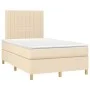 Box spring bed with mattress and LED cream fabric 120x200 cm by , Beds and slatted bases - Ref: Foro24-3135586, Price: 428,38...