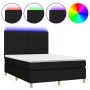 Box spring bed mattress and LED lights black fabric 140x200 cm by , Beds and slatted bases - Ref: Foro24-3135599, Price: 490,...