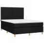 Box spring bed mattress and LED lights black fabric 140x200 cm by , Beds and slatted bases - Ref: Foro24-3135599, Price: 490,...